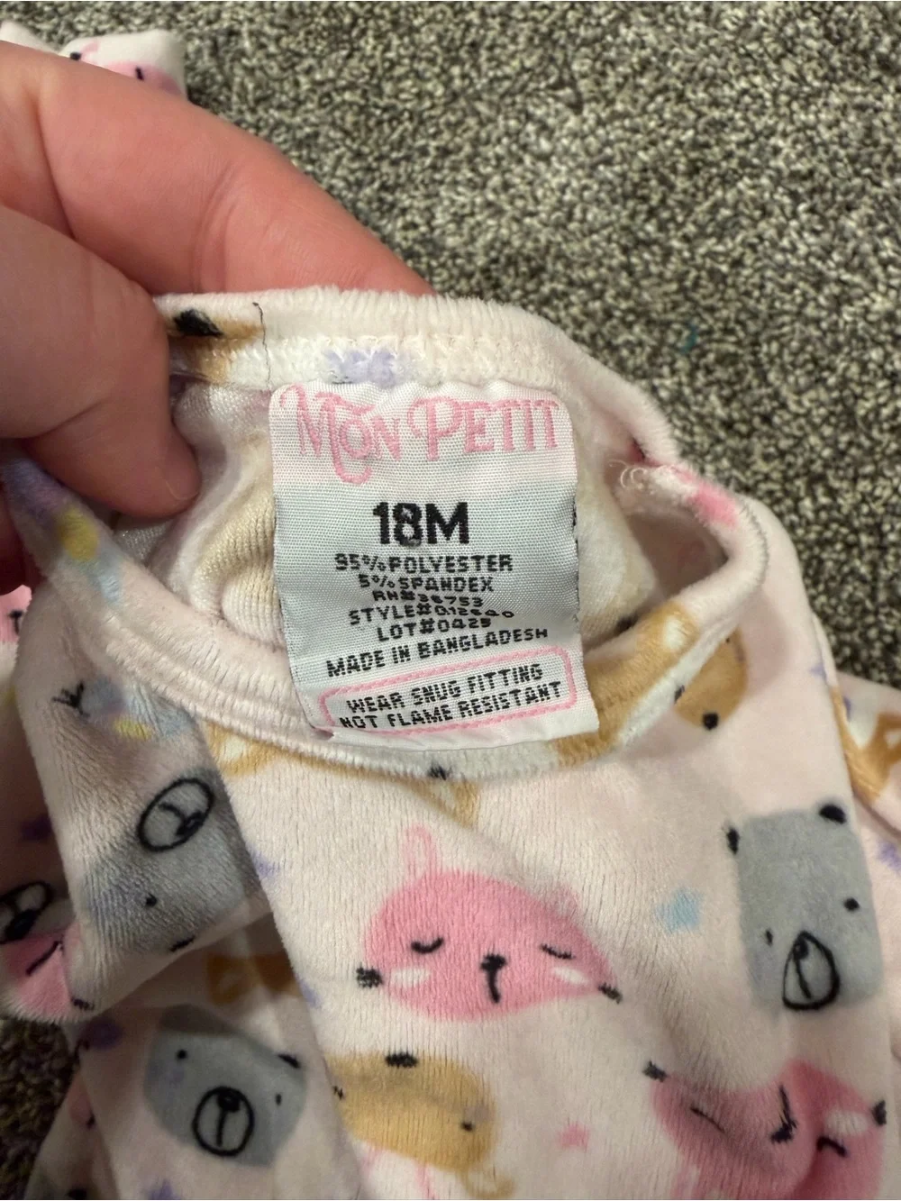 Girls Pink Animal Print Fleece Pajama  Set 18M